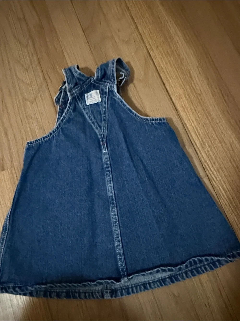 Ralph Lauren Dark Blue Denim Kids Overalls Dress with Patch